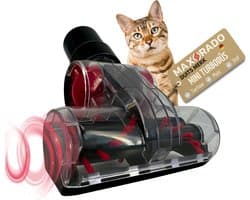 Maxorado Mini turboborstel tegen dierenhaar, pluisjes enz – voor uw stofzuiger universeel voor 32 mm en 35 mm – geschikt voor Bosch, Siemens, Kärcher, Philips, Hyla, en meer – vloerzuigmond- turbine mondstuk - meubel borstel