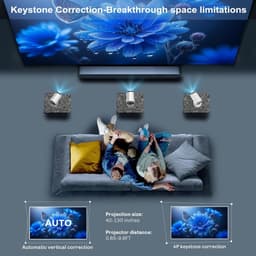 Draagbare Mini Beamer – 4K 1080p Full HD Projector met Android 11, WiFi 6, BT 5.0 – Compatibel met Netflix – 180° Rotatie & Automatische Keystone – Thuisbioscoop — thumbnail 3
