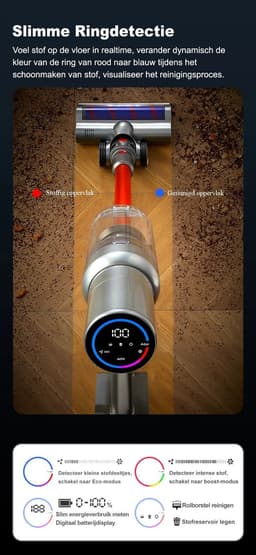 Draadloze Stofzuiger - Snoerloze Stofzuiger - Zonder Zak - 27000Pa - Met Stof Detector - Touchscreen Display — thumbnail 3