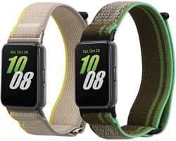 kwmobile nylon bandje voor smartwatch - geschikt voor Samsung Galaxy Fit 3 - 14 - 22 cm - Polsbandje in donkergroen / lichtgrijs / groen