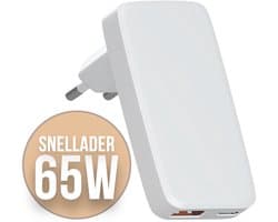 YSONIC Platte Oplader - Snellader - USB C Poort Adapter - Type C Stekker - 65W Fast Charge Geschikt voor Smartphones, Tablets & Laptop - Wit