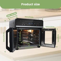 Heteluchtfriteuse – Airfryer - Airfryer Oven XXL - 23L - Dubbele Lades - 2200W - 240V - LED Touchscreen – 15 Programma’s - Kijkvenster - Zwart — thumbnail 3
