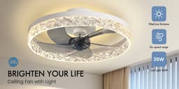 CL CHLIN® Round 50cm wit – Dimbare Plafondventilator met Lamp en Afstandsbediening – Zomer/Winterstand – Plafondlamp met Ventilator – Warm & Koud Licht – Stil Design — thumbnail 3