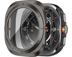Bandz hard case met screen protector geschikt voor Samsung Galaxy Watch Ultra / Ultra 2025 - hoesje van polycarbonaat materiaal - Full cover case met screenprotector (titanium grijs)