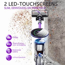 SmartAI P40 Steelstofzuiger Draadloos - - 65000Pa Steelstofzuiger - 8-in-1 stofzuiger - 3 Standen Zuigkracht - 2LEDs-Display - 20-70 Min Werktijd - 1,3L - Met Meubelborstel - Voor Tapijt, Harde Vloeren en Dierenharen - 620W - Lila — thumbnail 4