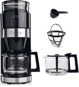 Barista koffiemachine met molen | Filterkoffiezetapparaat met glazen kan | 900W filtermachine met touchdisplay en timerfunctie voor tot 10 kopjes | 1,25 liter koffiekan | Voor bonen en gemalen koffie — thumbnail 1