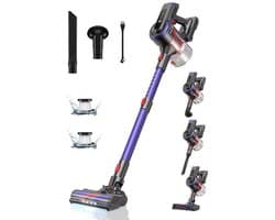 Rumi Draadloze Stofzuiger - 4 Opzetstukken - Stofzuiger Zonder Zak - Handstofzuiger - Kruimeldief - Draadloze Stofzuiger LED Display - 450 W - Handheld auto met touchscreen - Draadloze Stofzuiger 3 krachtige - Sterke Draadloze Stofzuiger