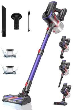 Rumi Draadloze Stofzuiger - 4 Opzetstukken - Stofzuiger Zonder Zak - Handstofzuiger - Kruimeldief - Draadloze Stofzuiger LED Display - 450 W - Handheld auto met touchscreen - Draadloze Stofzuiger 3 krachtige - Sterke Draadloze Stofzuiger — thumbnail 1