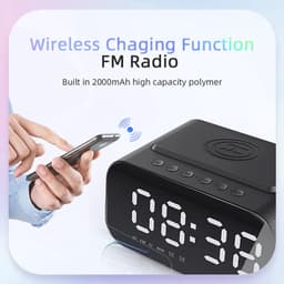 Wekkerradio met Draadloze Oplader - Wekkers Digitaal - Digitale Wekker Slaapkamer - Klokradio met FM Radio - USB & Qi Draadloos Oplaadbare Alarmklok - Wit — thumbnail 3