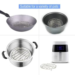 3x Ovenrooster - 23/25/28 CM - RVS Stoomrek - Oven Rek - Magnetron Rek - Ovenrooster - Ovenrek - Kookspullen - Stoommand - Steamer Basket - Magnetron Rooster Rond - voor Bakken, Koken, Braden - Kookgereedschap voor Air Fryer — thumbnail 5