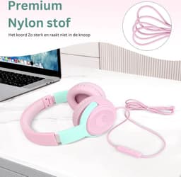 ApexArte® Koptelefoon Kinderen met Draad - Gaming Headset - Roze — thumbnail 5
