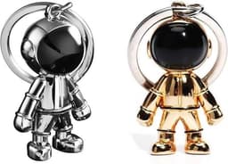 Astronautensleutelhanger robot metalen - creatieve sleutelhanger rugzakhanger - Valentijnsdagcadeau - goud zilver - 32 x 29 cm — thumbnail 1