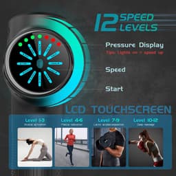 Massage Gun - Massage Pistool - Lichaamsmassage - 12 Snelheden - Lichtgewicht - Draagbaar - Led Touchscreen - 8 Opzetstukken - Zwart — thumbnail 4