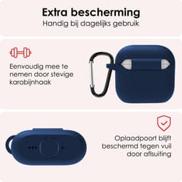 Hoes - Geschikt voor Apple AirPods 4 - Siliconen Hoesje met Clip - Silicone Case Cover - Navy — thumbnail 5