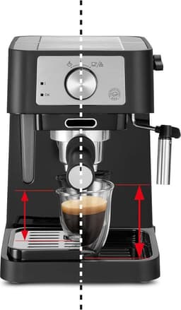 White-Label® Espressomachine - Koffiezetapparaat - Koffiemachines - Zwart en Zilver — thumbnail 3