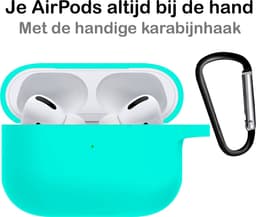 Hoesje - Geschikt voor Apple AirPods Pro 2 - Siliconen Hoes met Clip - Silicone Case Cover - Mintgroen — thumbnail 3