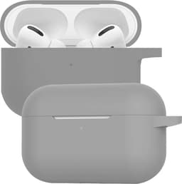 Case - Geschikt voor Apple AirPods Pro 2 - Siliconen Hoes met Clip - Silicone Hoesje Cover - Grijs — thumbnail 1