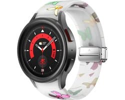 Strap-it Smartwatch bandje - Luminous Butterfly magnetisch siliconen bandje geschikt voor Samsung Galaxy Watch 7 (40 & 44mm) / Galaxy Watch 6 (Classic)/ Galaxy Watch 5 / Galaxy Watch 5 Pro / Galaxy Watch 4 / Galaxy Watch 4 Classic / Watch FE
