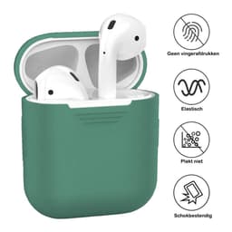 Hoesje - Geschikt voor Apple Airpods 2 - Siliconen Dun Met Clip - Case Cover - Silicone Hoes - Midnight Green — thumbnail 2