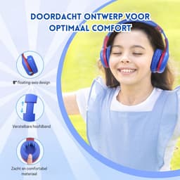 StayPowered Bluetooth Hoofdtelefoon voor Kinderen - Veilig en Kwalitatief Geluid - 85/94 dB Volumeregeling - 40 Uur Batterij - HD Microfoon - Opvouwbaar en Verstelbaar - Snelle Bluetooth 5.4 - Blauw/Rood - Levering Sneller dan Aangegeven! — thumbnail 3