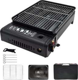 Draagbare cassettegrill - Campingbarbecueset met grillrooster en gasbrander — thumbnail 1