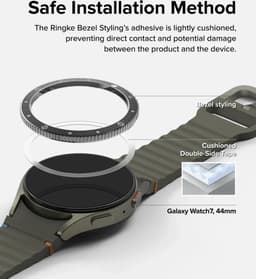 Ringke Bezel Styling + Tempered Glass Geschikt voor Samsung Galaxy Watch 7 44MM - RVS Watch Cover + Screen Protector - 44-99 Zwart — thumbnail 2