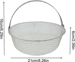 Airfryer Mand - Heteluchtfriteuse Accessoire - Gezond Koken - 360 Graden Verwarming - 21cm Diameter - Zilver — thumbnail 7