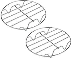 7,6" x 1,06" Rond kookrooster — Koelrooster van 304 roestvrij staal, bak-/koel-/stoomrooster (met standaard) — Accessoires voor airfryer (2-delige set)