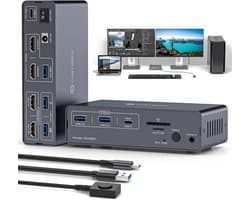 13-in-1 USB-C KVM Dockingstation voor Laptop en Desktop met Dual Monitor Ondersteuning