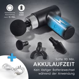 VITALmaxx massagepistool met 6 standen | Massagetoestel met 4 opzetstukken | Werkt op batterijen tot 90 minuten en oplaadbaar via USB-C | Bijzonder licht en handzaam voor onderweg en tijdens het sporten [zwart/zilver] — thumbnail 2