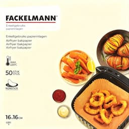 50 Papieren bakvormpjes voor airfryer vierkant 16 cm Fackelmann Diversen — thumbnail 7