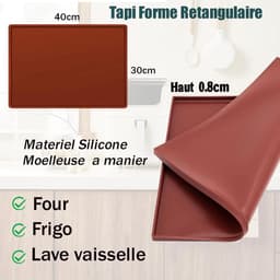 Siliconen bakmat voor cakedeeg - 30*40*0,8 cm - Bakmat voor Zwitserse rol - Deegmat - Ovenbakmat - Bakmat voor airfryer - Bakmat - Voor het uitrollen van deeg - Flexibel met opstaande randen - Kneedmat - Rechthoekige bakmat - Geschikt voor het bakken — thumbnail 8