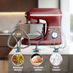 RONN® Deegmachine - Elektrische Deegmixer - Keukenmixer - 6,2L - Mixen en Mengen - Rood - 38cm x 24cm x 32cm — thumbnail 4