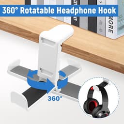 Hoofdtelefoonstandaard met Controllerhouder en Kabelorganizer voor Gaming - 360° Draaibare Headsethouder - Universele Standaard (Wit) — thumbnail 4