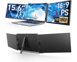 15,6" Laptop Scherm Extender – Laptop Monitor Uitbreiding – Draagbare Beeldscherm Versterker – Full HD Display – Triple Screen Setup – IPS Scherm – Plug & Play – Compatibel 13,3-17 Inch