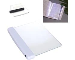 Boekenleeslamp met Vlak Paneel - Draagbare Platte Lamp voor Nachttelijk Lezen - Thuisgebruik als Studiehulpmiddel met Nachtzicht - Wit Design (1 Stuks)