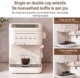 EAFC MK-868 Halfautomatische espressomachine - met 20 bar pomp druk en stoompijpje voor melkschuim, semi-automatisch retro koffiezetapparaat voor thuis - wit — thumbnail 2
