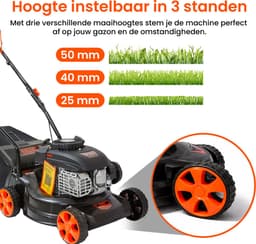 Kibani Benzine Grasmaaier 141cc – 2.2 kW / 3.0 PK – 41 cm Maaibreedte – 40L Opvangzak – 3 Maaihoogtes – Handgeduwd Grasmaaier — thumbnail 5