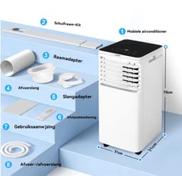 Glitzerlife - Mobiele Airco - Mobiele Airconditioner Aircooler - 7000 BTU Koelvermogen - Met Afvoerslang en Afstandsbediening - ABS Airconditioner voor Slaapkamer en Woonkamer - Wit — thumbnail 3