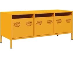 Tv-meubel met Opbergruimte - Koudgewalst Staal - Mosterdgeel