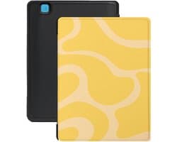 Lunso Geschikt voor Kobo Aura H20 Edition 2 hoesje (6.8 inch) - Vegan Saffiano Leren Sleep Cover - Yellow Wave - (niet voor de Kobo Aura edition 2)