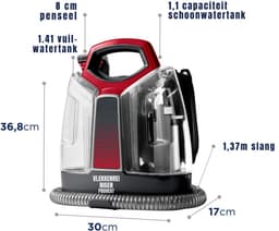 SVN® Tapijtreiniger machine - Tapijtreiniger - Tapijtreiniger apparaat - Zwart/Rood - ‎17cm x 30cm x 37cm — thumbnail 2