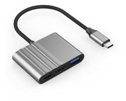 3-in-1 USB-C hub, Type-C naar adapter, ondersteunt 100W PD snelladen, USB 3.0, 4K ultra-high-definition display, draagbaar dockingstation met meerdere poorten van aluminiumlegering, geschikt voor MacBook, iPad, iPhone, laptops en andere apparaten.