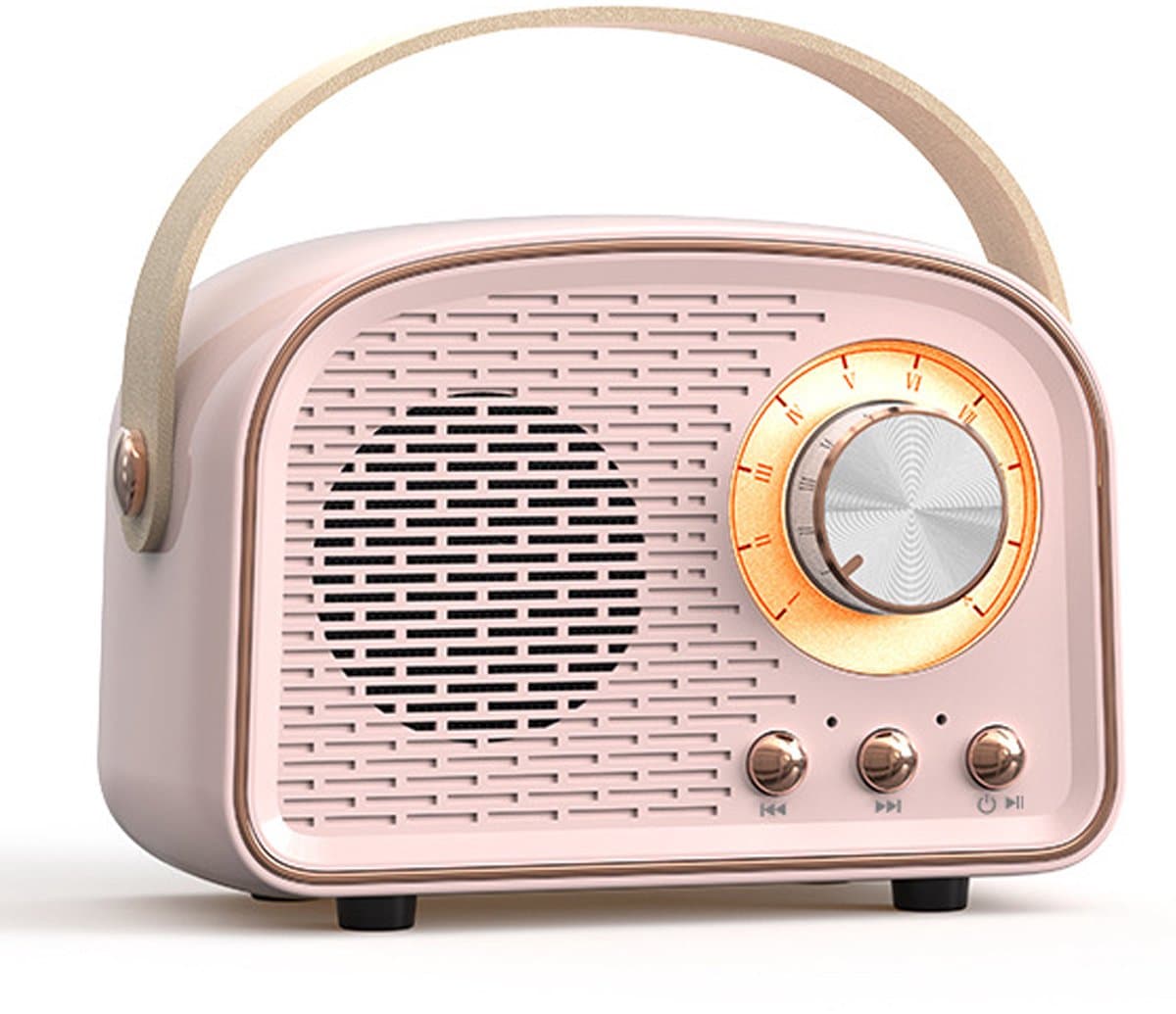 JeiibrZui Retro Bluetooth-luidspreker - Vintage Draagbare Draadloze Luidspreker - Draadloos/Bluetooth 5.0/TF Kaart/AUX - 1 Stuk - Roze — afbeelding 1