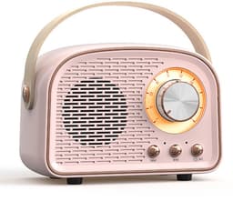 JeiibrZui Retro Bluetooth-luidspreker - Vintage Draagbare Draadloze Luidspreker - Draadloos/Bluetooth 5.0/TF Kaart/AUX - 1 Stuk - Roze — thumbnail 1