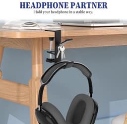Metalen hoofdtelefoon haak met dubbele haken - Universele hoofdfone standaard van aluminium voor bureau — thumbnail 5