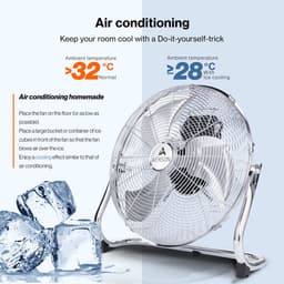 AERSON vloerventilator 30 cm | waaier met drie standen 55W | staande ventilator | hoge luchtstroom | robuuste metalen uitvoering | hellingshoek ca. 110 graden — thumbnail 3