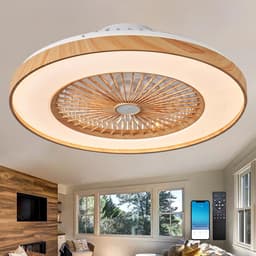 Moderne Plafondlamp met Ventilator en Dimbare LED Verlichting voor Slaapkamer en Keuken 50/60cm — thumbnail 3