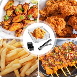2 stuks rooster voor heteluchtfriteuse, 21 x 21 cm, airfryer-accessoires, heteluchtfriteuse, stapelbare mand voor airfryerrek, mand voor heteluchtfriteuse, airfryer, roosterinzet voor 5 l - 7,5 l — thumbnail 5