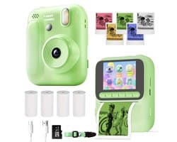 Kindercamera Full HD met Printer - 1080P - 32GB - Digitale Camera Kinderen - Selfie Camera - Video - Spelletjes - Groen